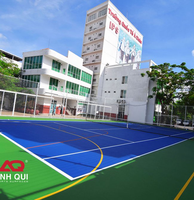 Thi công sân đa năng: Tennis, bóng đá Trường Quốc Tế Á Châu