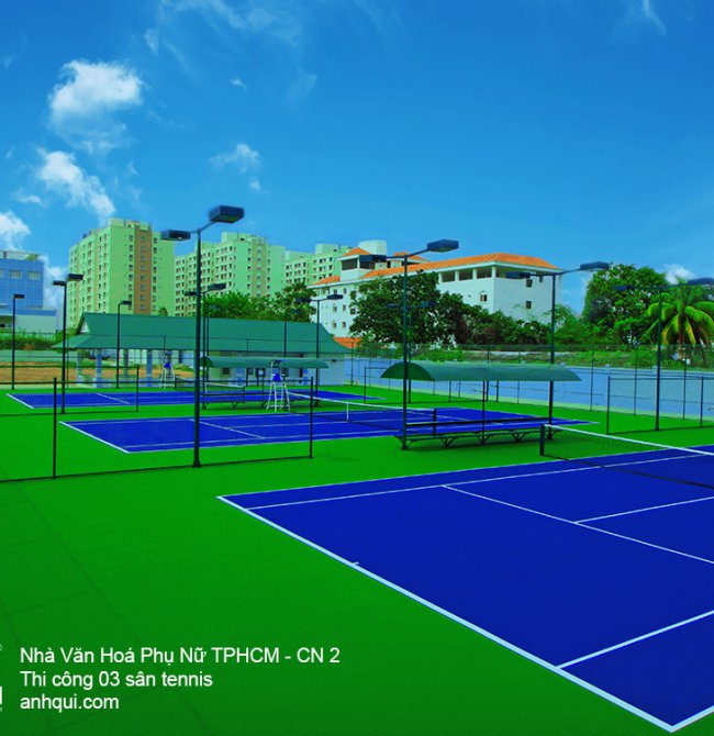 Thi công sân tennis - 03 sân tennis Nhà Văn Hóa Phụ Nữ Q7
